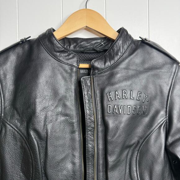 Harley-Davidson motorcycle black leather jacket - Picture 6 of 15